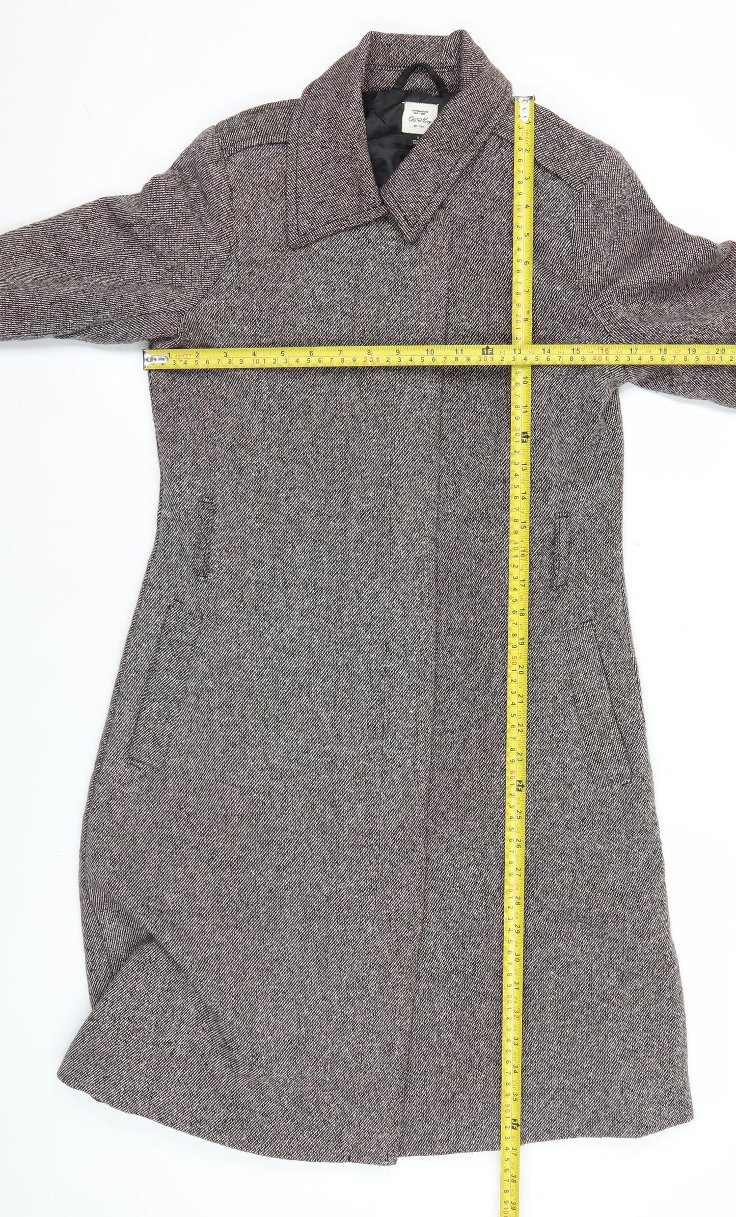 Old Navy Women’s Brown Wool Blend Long Herringbone Coat Size S