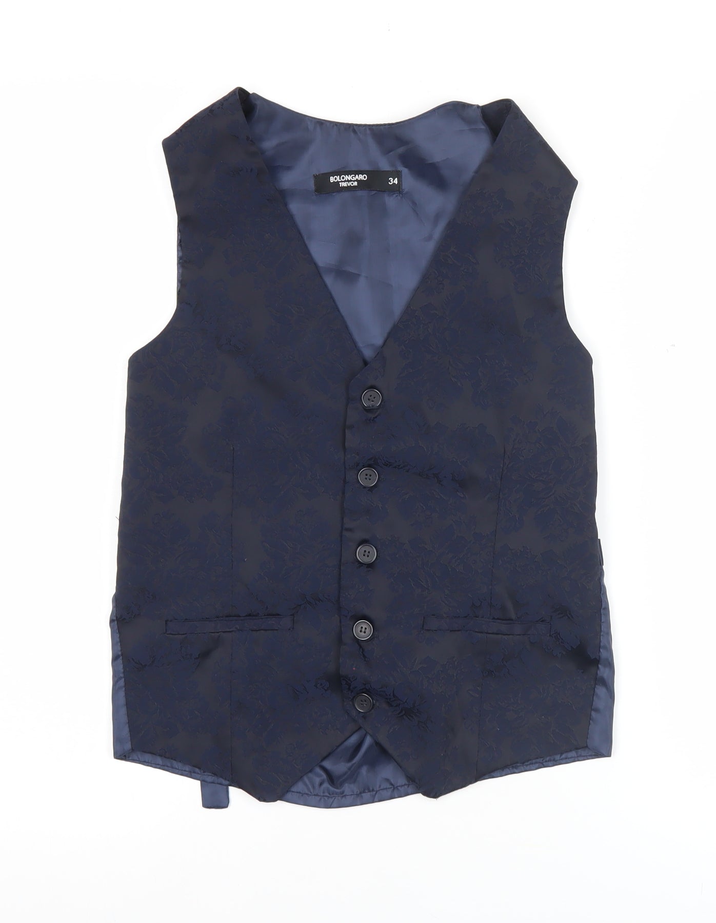 Bolongaro Trevor Men’s Blue Floral Suit Waistcoat Size 34 Formal