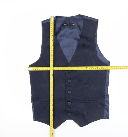 Bolongaro Trevor Men’s Blue Floral Suit Waistcoat Size 34 Formal
