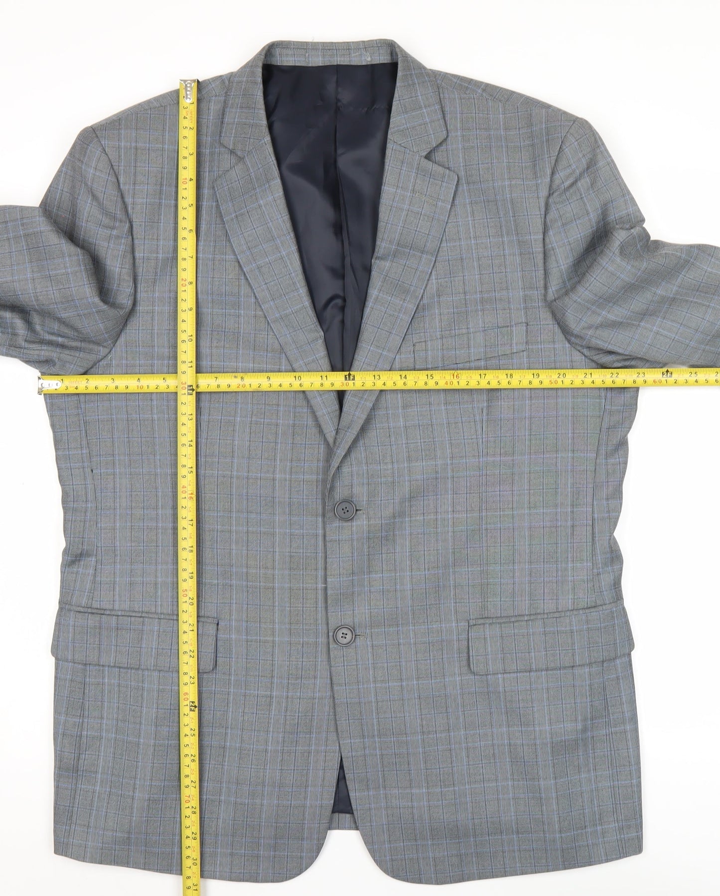 French Connection Men’s Grey Check Blazer Jacket 44R Two-Button Smart