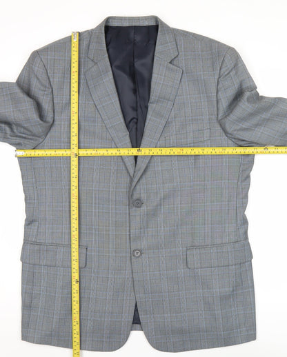 French Connection Men’s Grey Check Blazer Jacket 44R Two-Button Smart