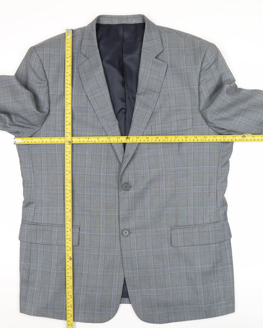 French Connection Men’s Grey Check Blazer Jacket 44R Two-Button Smart