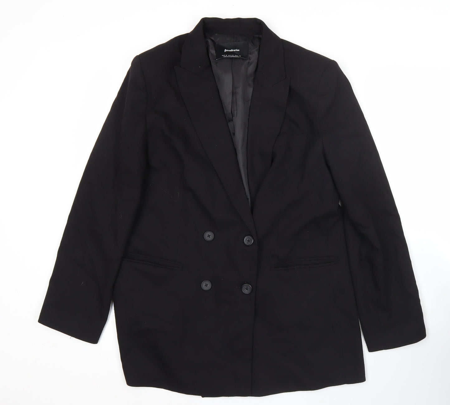 Stradivarius Womens Black Size 12 Double Breasted Blazer Jacket