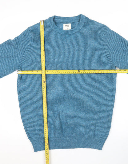 Marks and Spencer Men’s Blue Knit Crew Neck Jumper Size M