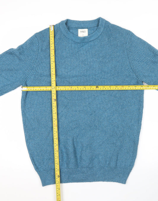 Marks and Spencer Men’s Blue Knit Crew Neck Jumper Size M