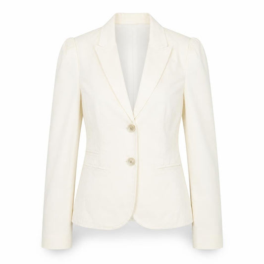 Front view of ESPRIT Women Ivory Slim Fit Suit Jacket UK 6 Notch Lapel