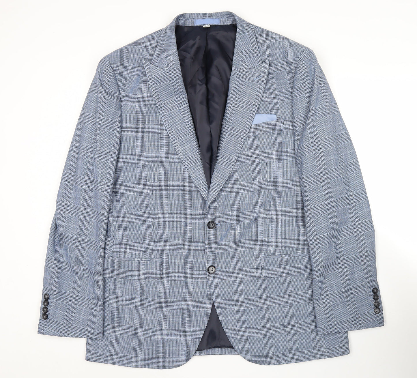 Marks and Spencer Men's Blue Check Blazer Jacket 42R XL Classic Fit
