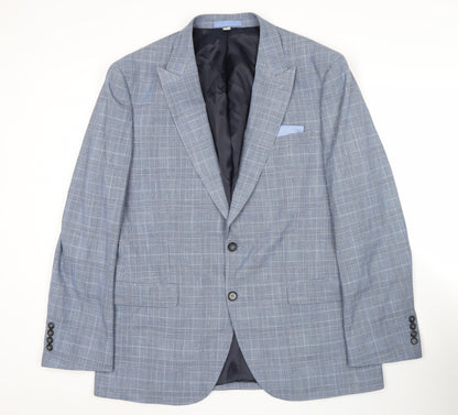Marks and Spencer Men's Blue Check Blazer Jacket 42R XL Classic Fit