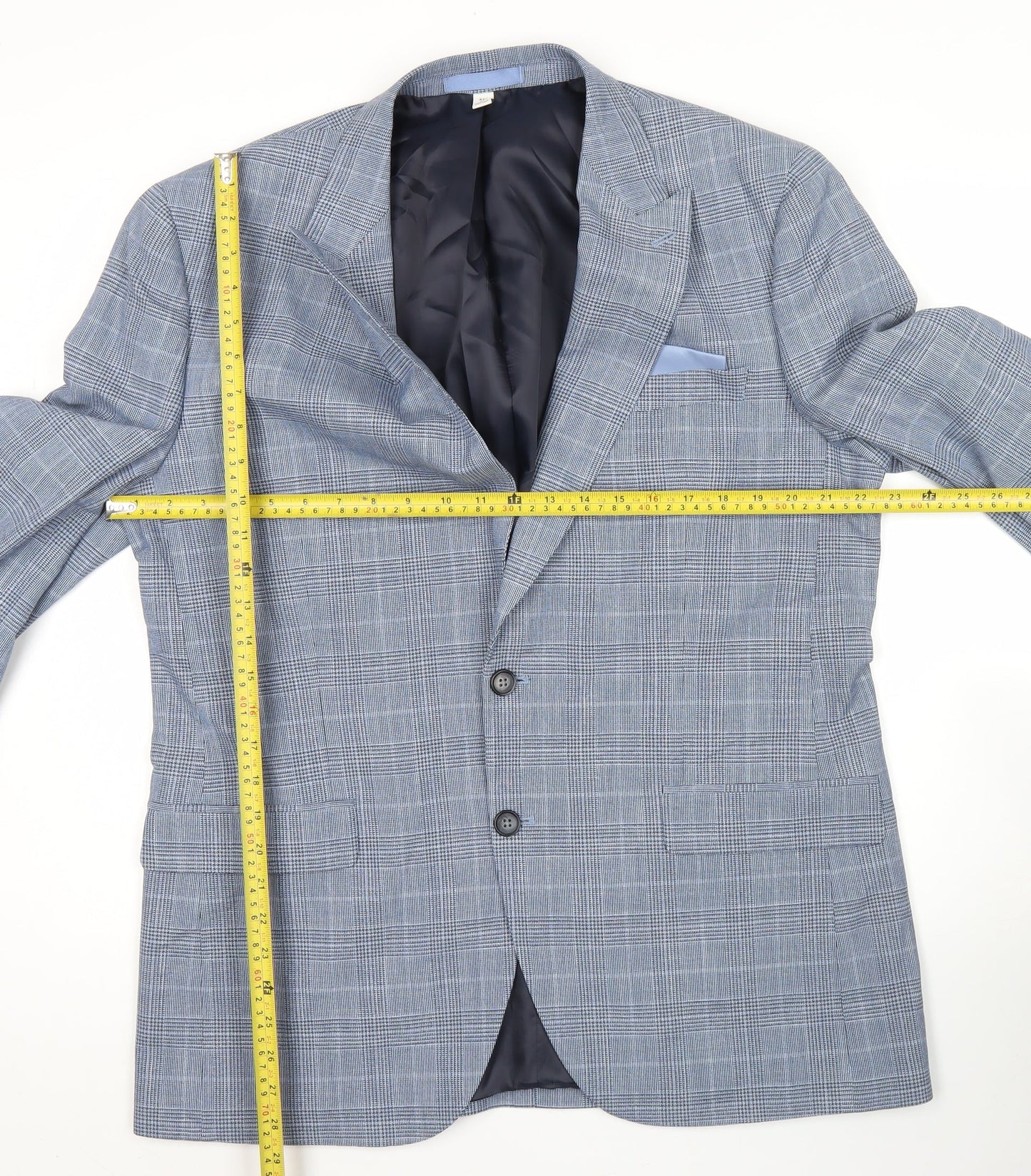 Marks and Spencer Men's Blue Check Blazer Jacket 42R XL Classic Fit