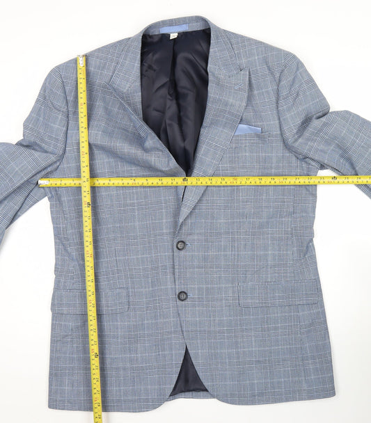 Marks and Spencer Men's Blue Check Blazer Jacket 42R XL Classic Fit