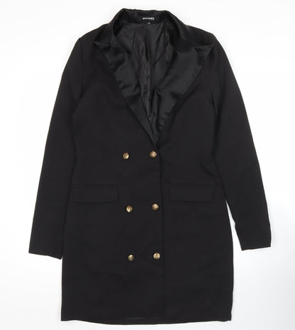 Missguided Womens Black Size 8 Double-Breasted Tuxedo Blazer Dress