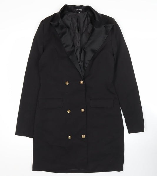 Missguided Womens Black Size 8 Double-Breasted Tuxedo Blazer Dress