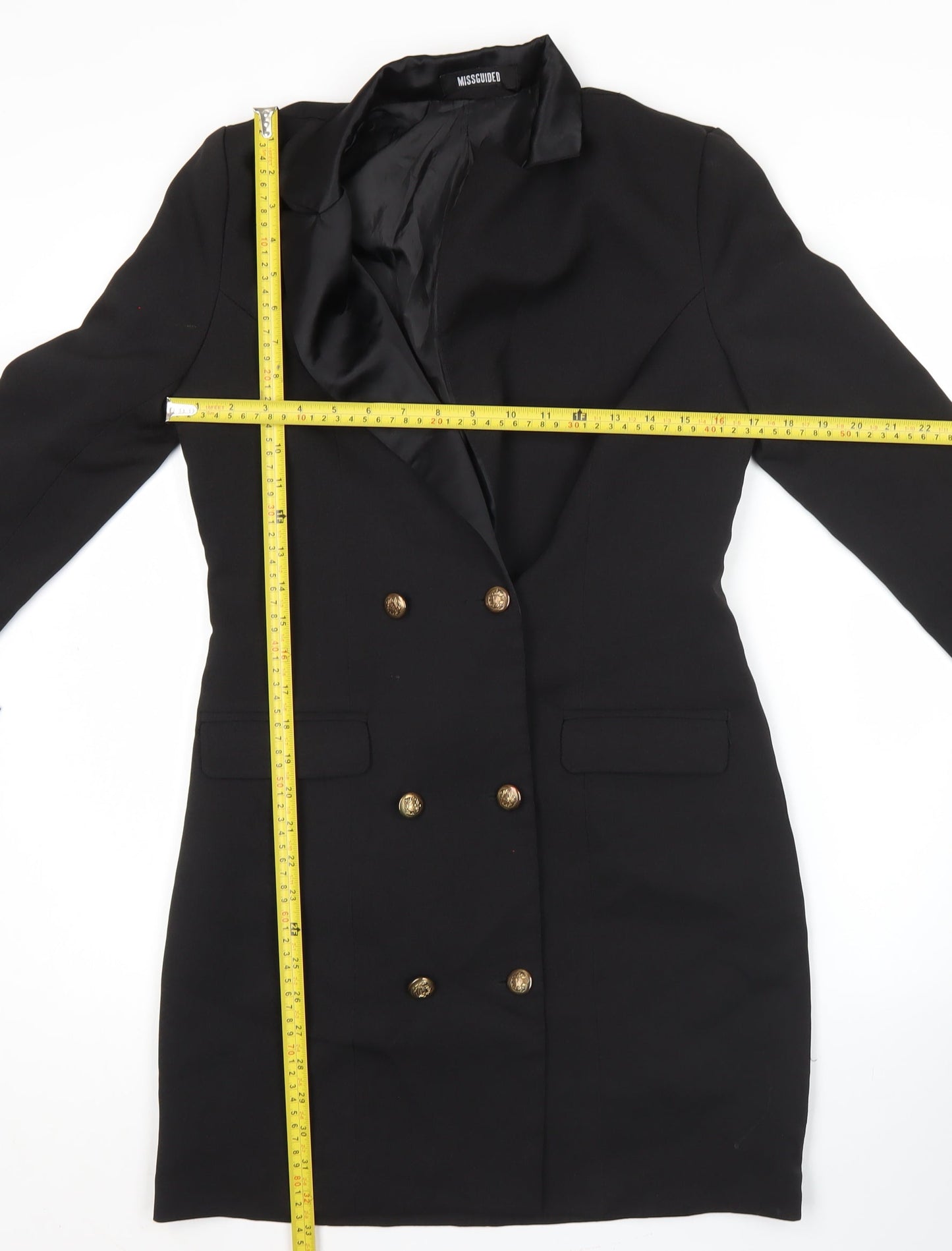 Missguided Womens Black Size 8 Double-Breasted Tuxedo Blazer Dress