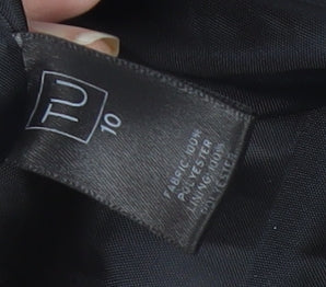 TU Womens Black Polyester Buttoned Mid-Length Overcoat Size 10