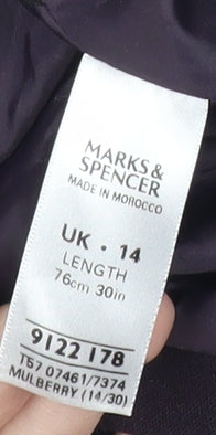 Marks and Spencer Women's Purple A-Line Midi Skirt Size 14