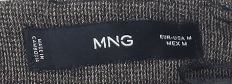 MNG Women Brown Pleated Tweed Short Skirt Size M