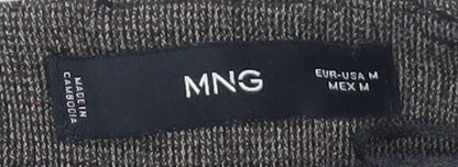 MNG Women Brown Pleated Tweed Short Skirt Size M