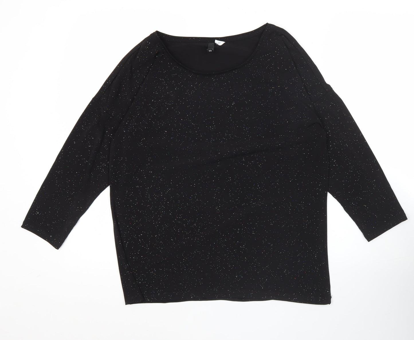 Womens UK Size 12 H&M Black Basic T-Shirt