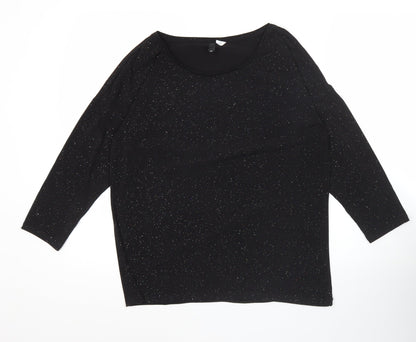 Womens UK Size 12 H&M Black Basic T-Shirt