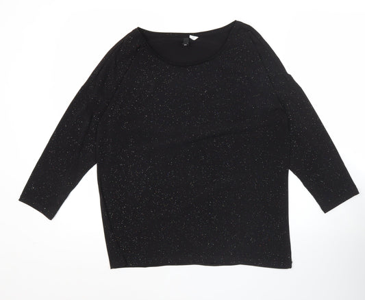Womens UK Size 12 H&M Black Basic T-Shirt