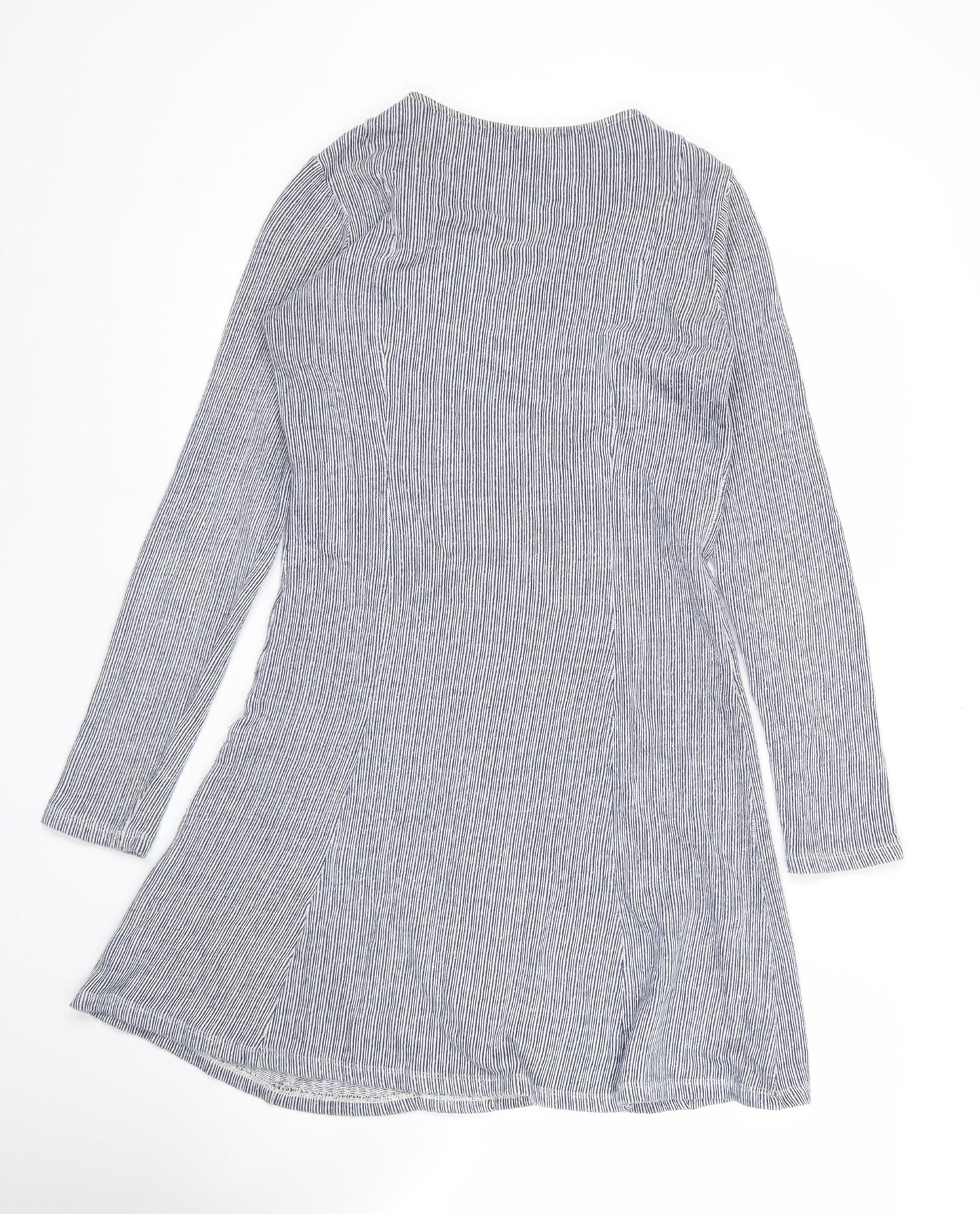 River Island Women’s Blue Striped Shirt Dress Size 8 Long Sleeve