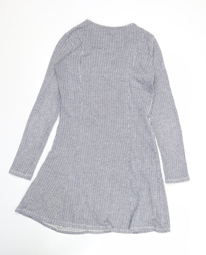 River Island Women’s Blue Striped Shirt Dress Size 8 Long Sleeve
