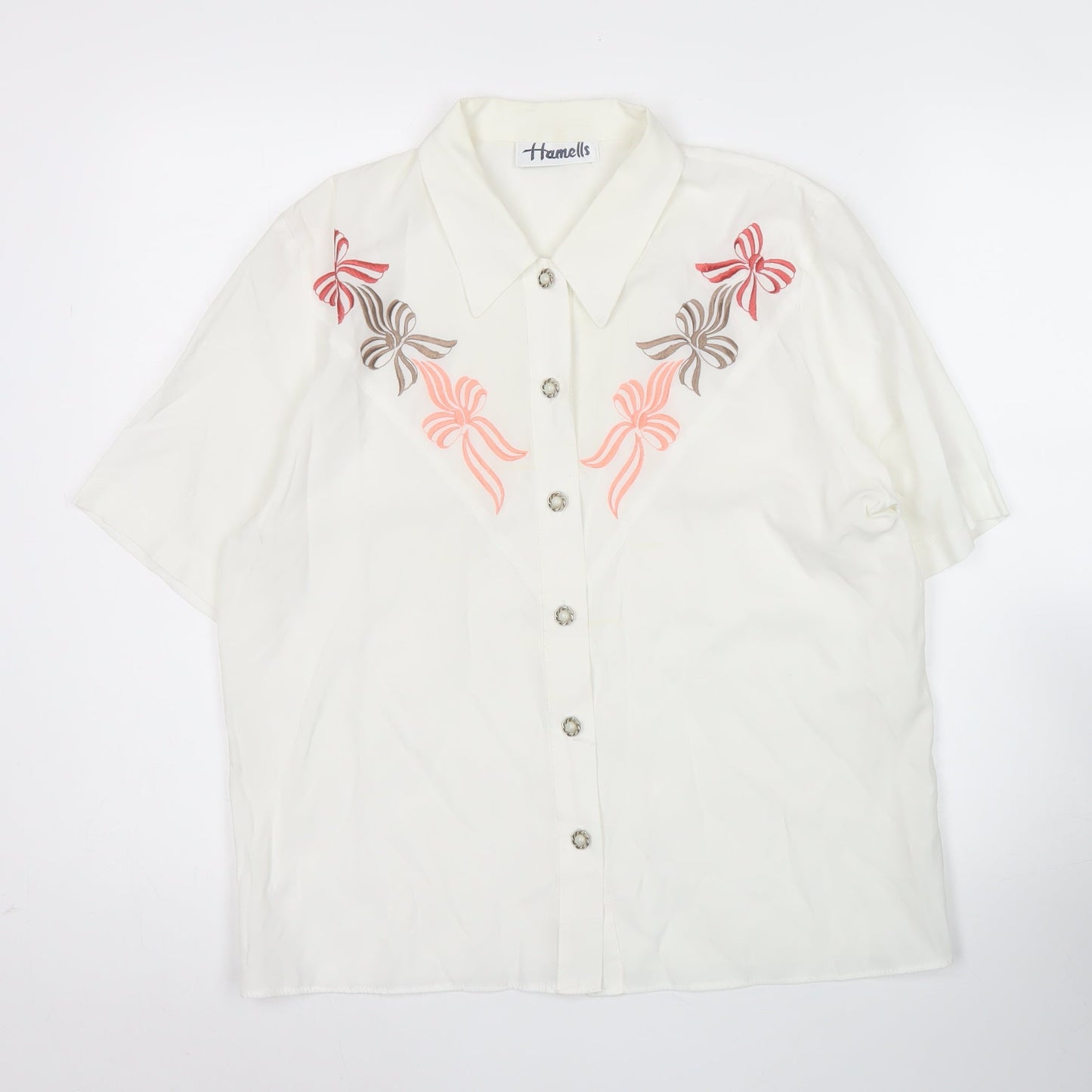 Womens UK Size 12 Hamells Ivory Basic Button-Up