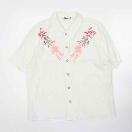 Womens UK Size 12 Hamells Ivory Basic Button-Up