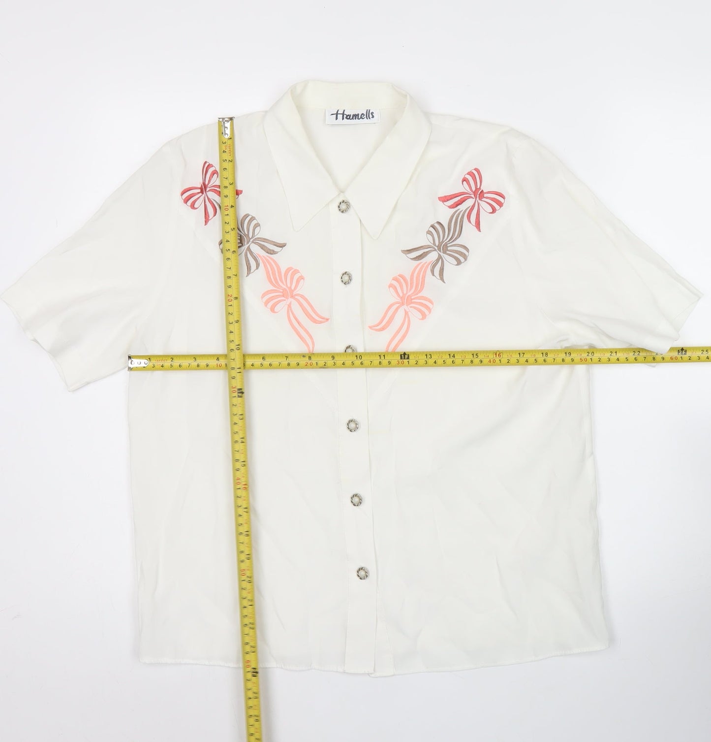 Womens UK Size 12 Hamells Ivory Basic Button-Up
