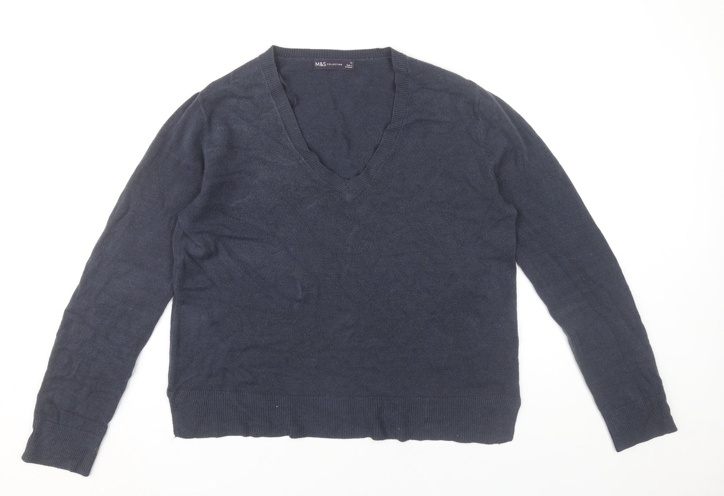 Womens UK Size 12 Marks and Spencer Blue Pullover Jumper