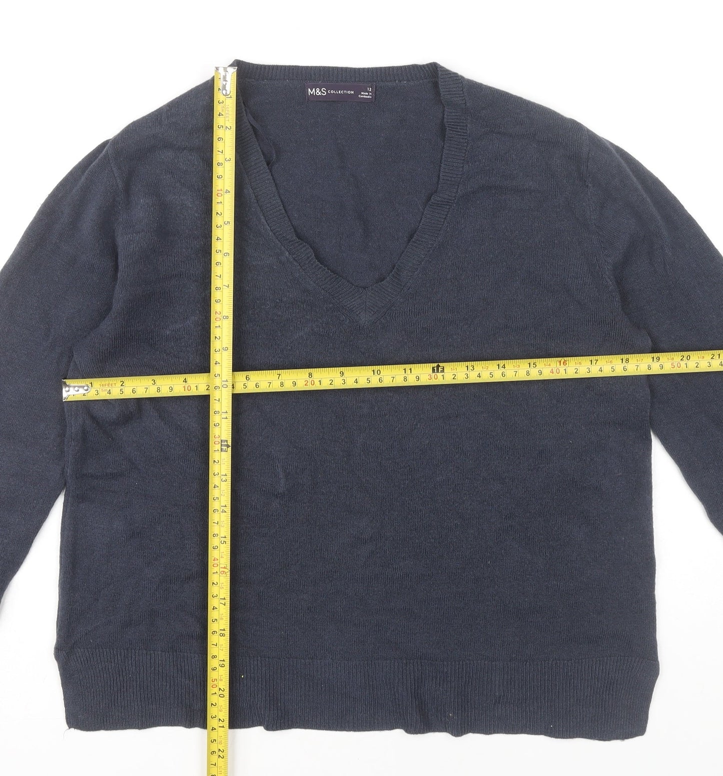 Womens UK Size 12 Marks and Spencer Blue Pullover Jumper