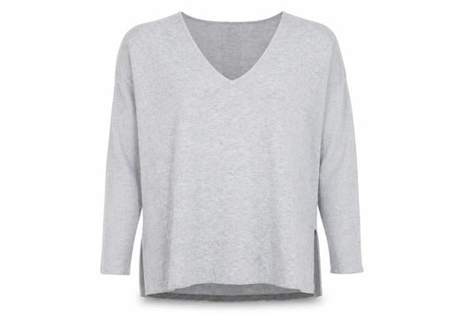 Front view of Nine by Savannah Miller Women’s Grey V-Neck Jumper, size UK 14