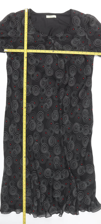 Classics Women’s Black Geometric Midi Shift Dress Size 24