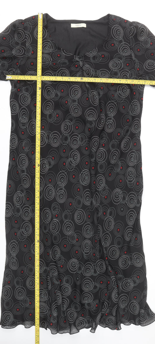 Classics Women’s Black Geometric Midi Shift Dress Size 24