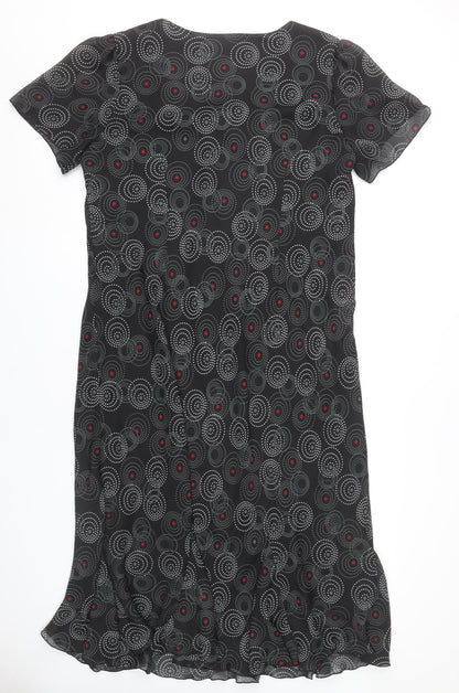 Classics Women’s Black Geometric Midi Shift Dress Size 24