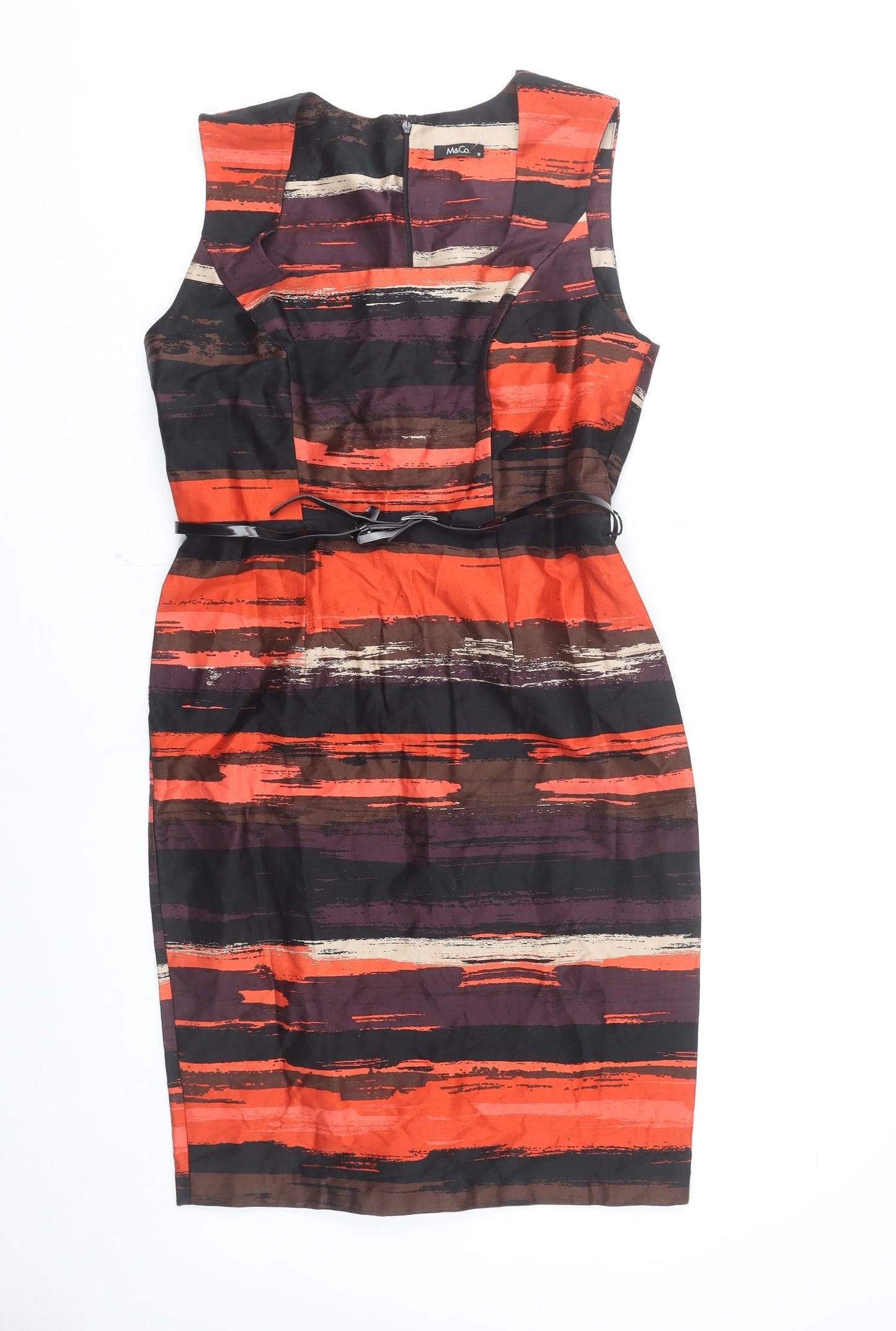 M&Co Women’s Multicoloured Stripe Sheath Dress Size 12 Sleeveless