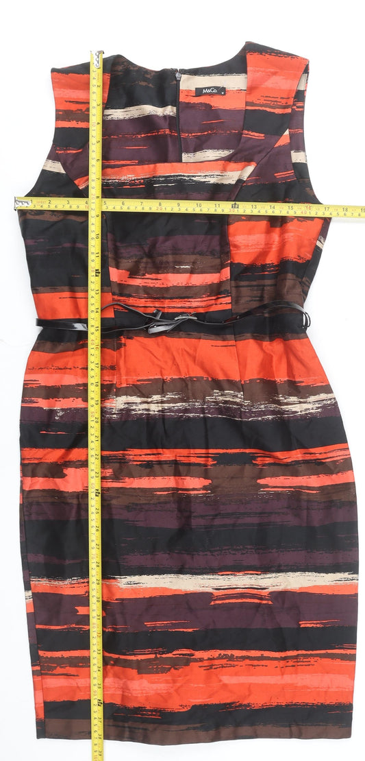 M&Co Women’s Multicoloured Stripe Sheath Dress Size 12 Sleeveless