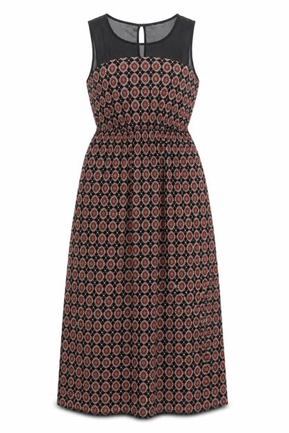 Miss Selfridge Womens Black Geometric Midi Dress Size 10 Sleeveless