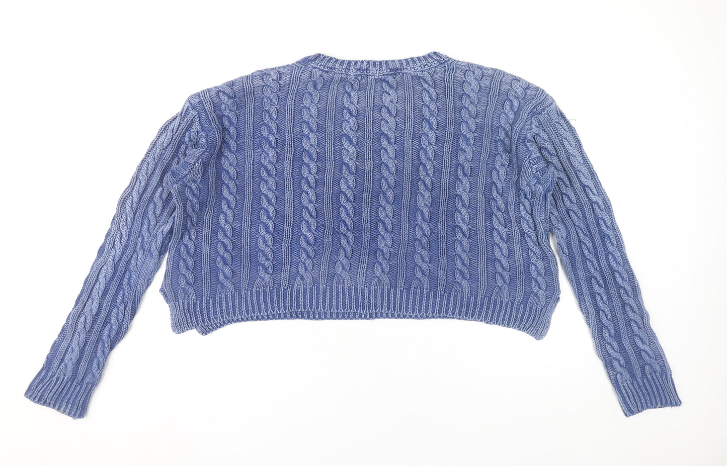 Forever 21 Women’s Blue Cable Knit Crew Neck Jumper Size L