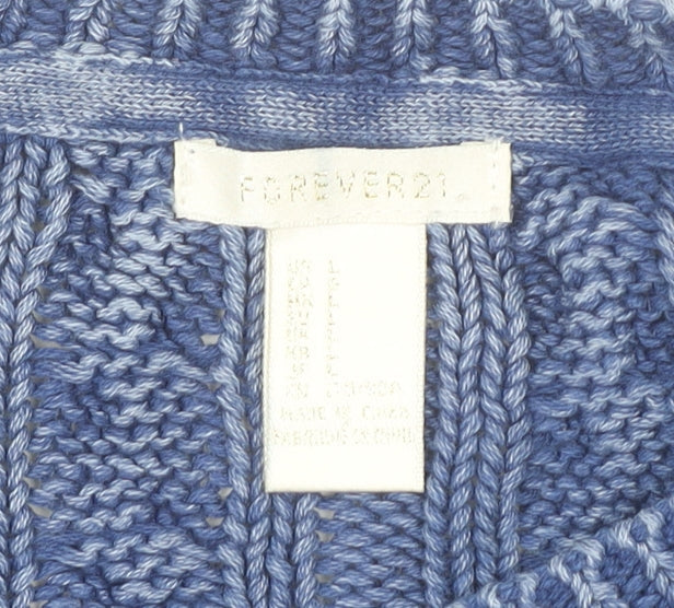 Forever 21 Women’s Blue Cable Knit Crew Neck Jumper Size L