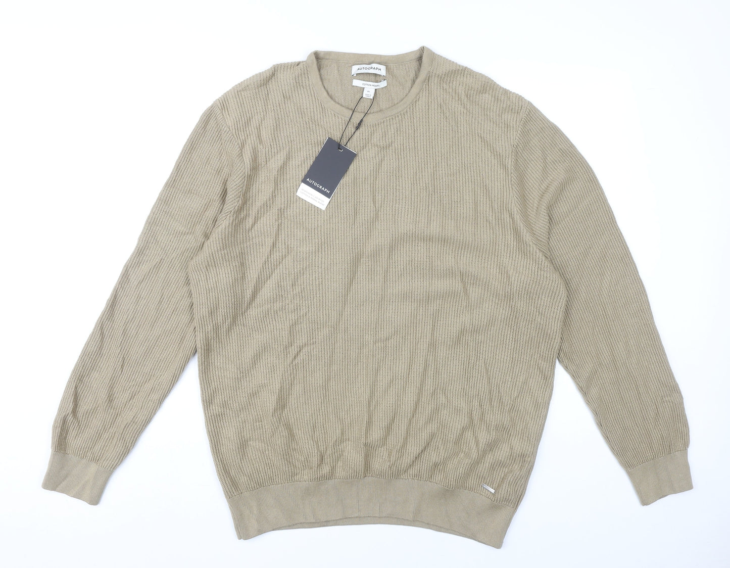 Marks and Spencer Men’s Beige XL Pullover Jumper Cotton Modal