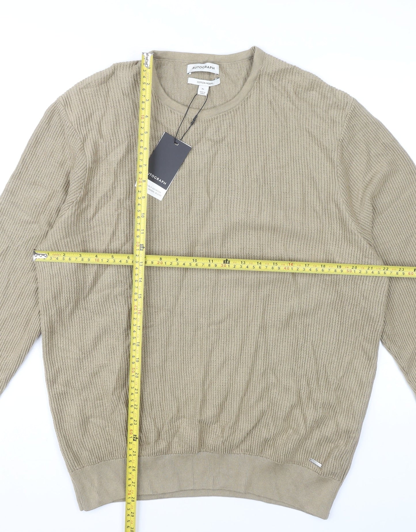 Marks and Spencer Men’s Beige XL Pullover Jumper Cotton Modal