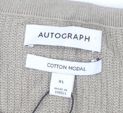 Marks and Spencer Men’s Beige XL Pullover Jumper Cotton Modal