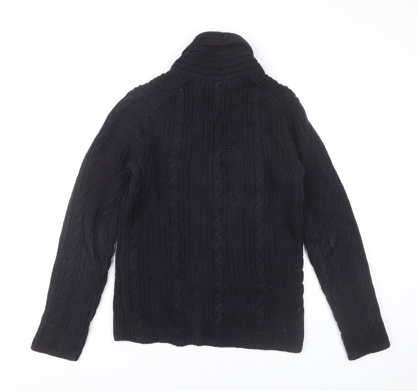 GAP Mens Black XS Cable Knit Cotton Cardigan Jumper