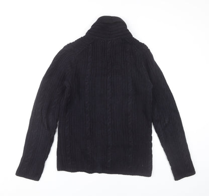 GAP Mens Black XS Cable Knit Cotton Cardigan Jumper