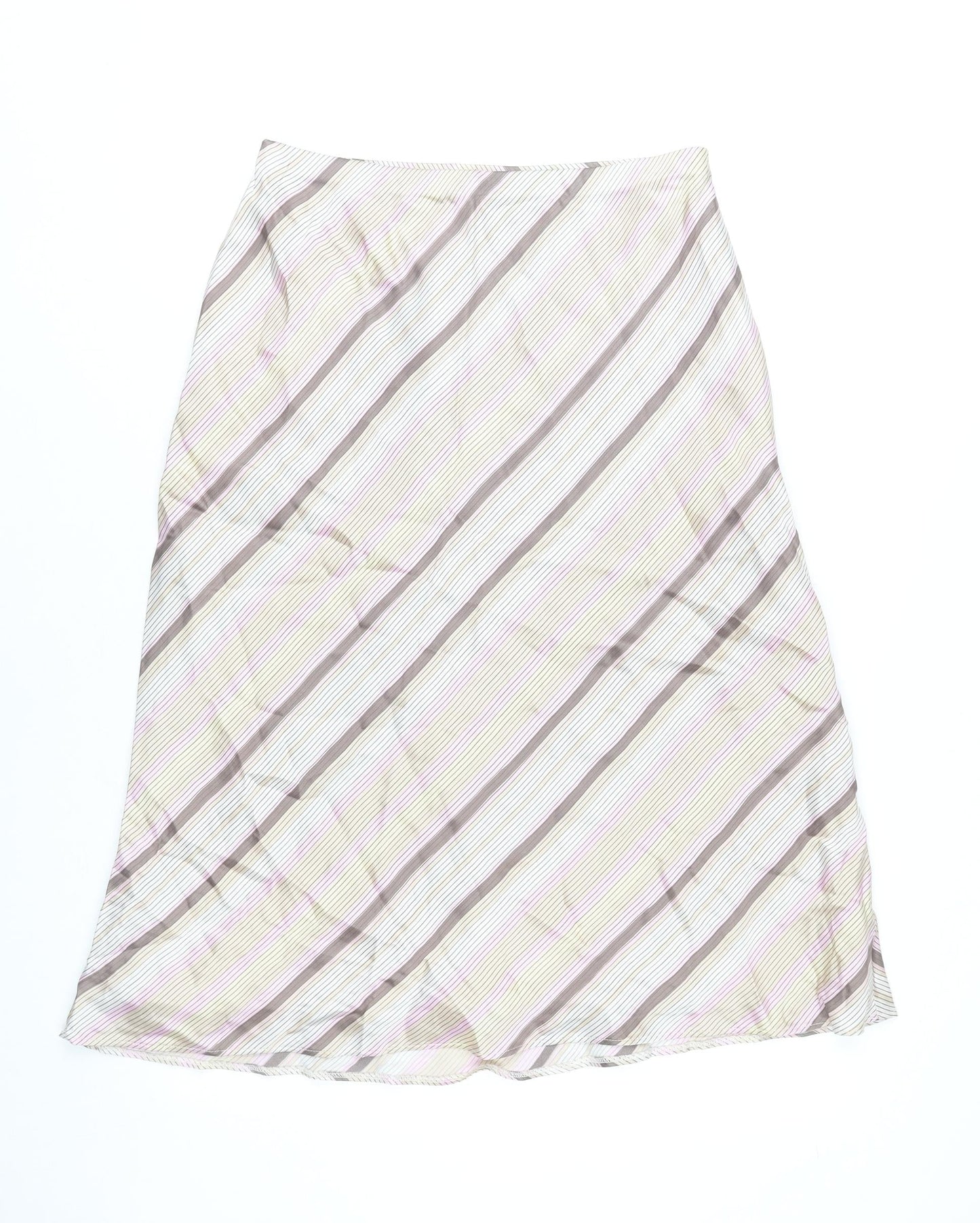 Marks & Spencer Women’s Multicoloured Stripe Knee Length Viscose Skirt Size 12