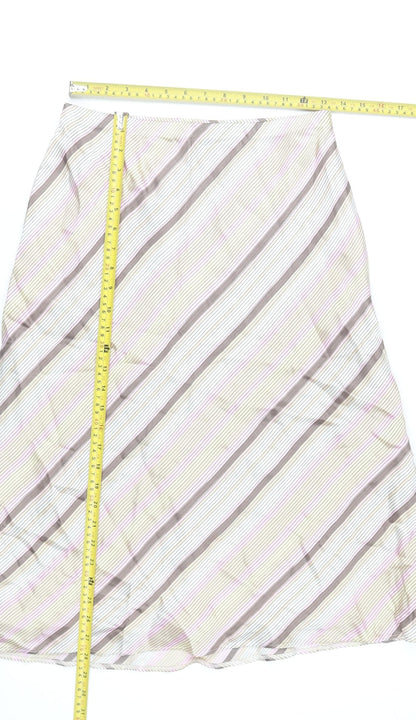 Marks & Spencer Women’s Multicoloured Stripe Knee Length Viscose Skirt Size 12
