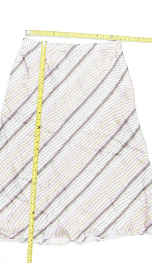 Marks & Spencer Women’s Multicoloured Stripe Knee Length Viscose Skirt Size 12