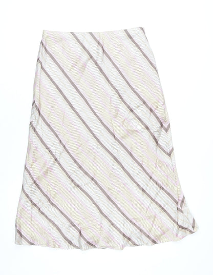 Marks & Spencer Women’s Multicoloured Stripe Knee Length Viscose Skirt Size 12