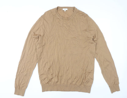 Reiss Men’s Beige Wool Pullover Jumper L Crew Neck Long Sleeve